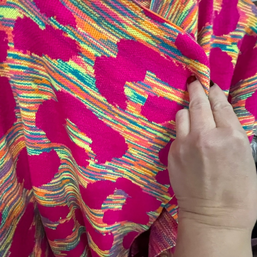 Crazy Train Hot Pink Multicolor Drape Cardigan - Picture 4 of 8